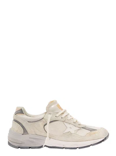 Golden Goose White Low-top Sneakers With Suede Inserts And Side Star In Leather Man In Beige