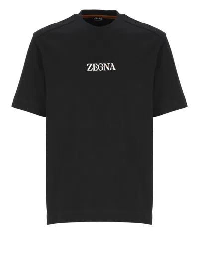 Zegna Logo Print Black T-shirt