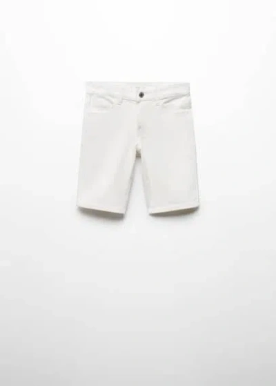 Mango Kids' Slim-fit Denim Bermuda Shorts White