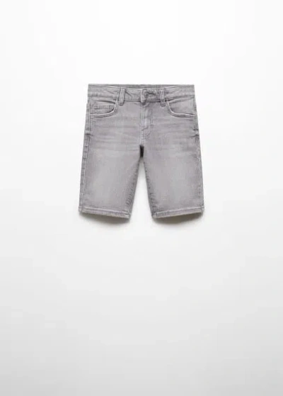 Mango Kids' Slim-fit Denim Bermuda Shorts Denim Grey