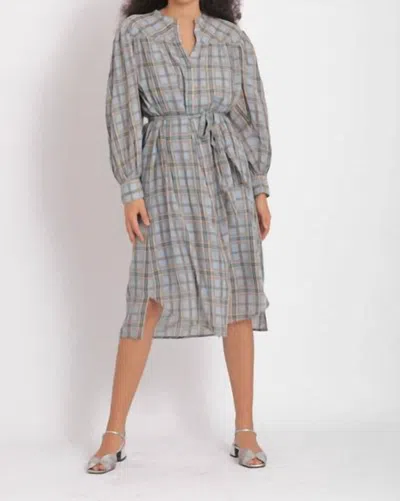 Ulla Johnson Fayette Gathered Checked Cotton-voile Dress In Grey