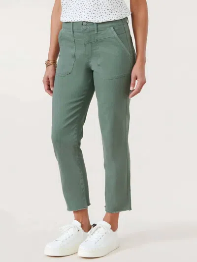 Democracy Ab'solution High Rise Slim Straight Crop With Scalloped Fray Hem In Flint In Green
