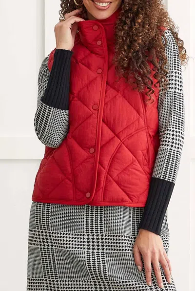 Tribal A Line Puffer Vest In Red