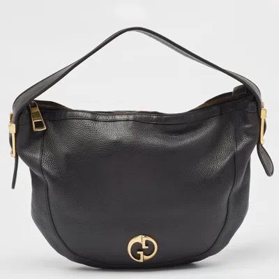 Pre-owned Gucci Black Leather 1973 Hobo