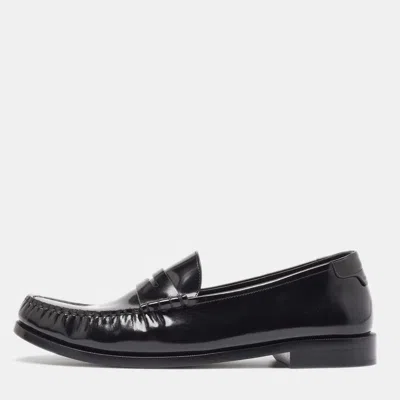 Pre-owned Saint Laurent Black Patent Leather Le Loafers Size 46