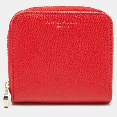 Pre-owned Aspinal Of London Red Leather Zip Around Compact Wallet