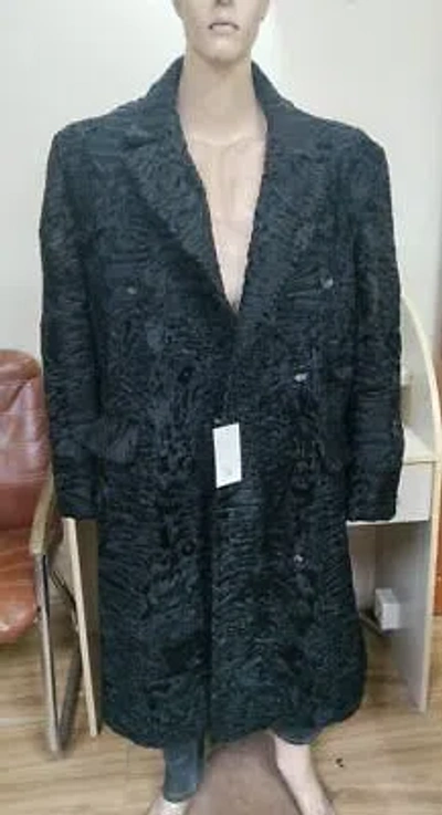 Pre-owned Handmade Double Breasted Real Persian Lamb Fur Jacket Coat Karakul Fur All Sizes To 12xl In Black