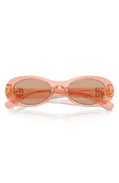 Miu Miu Logo Acetate Oval Sunglasses In Coral