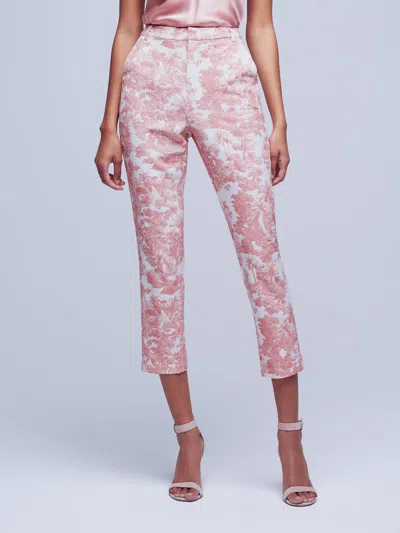 L Agence Ludivine Printed Cropped Trousers In Pink