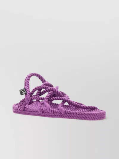 Nomadic State Of Mind Twisted Raffia Sandals In Mullberry