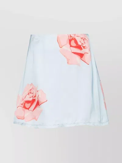 Kenzo Rose Satin Mini Skirt In Blue