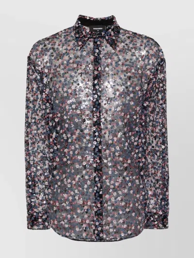 Dsquared2 Sequin-embellishment Long-sleeved Shirt In Blue
