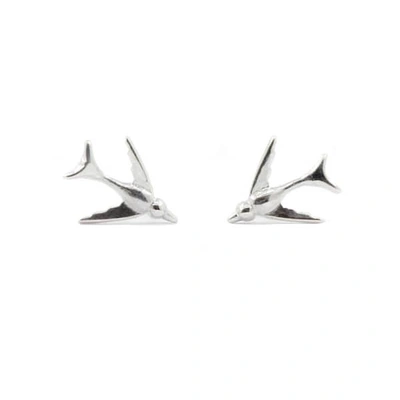 Gucci Tiny Swallow Stud Earrings Silver