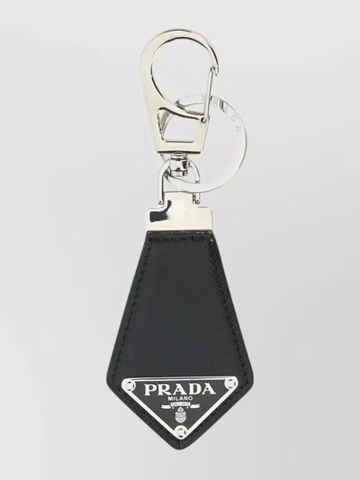 Prada Saffiano Leather Keychain In Black
