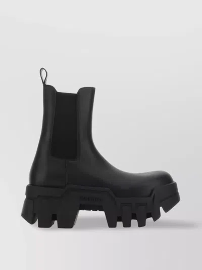 Balenciaga Woman Black Leather Bulldozer Ankle Boots