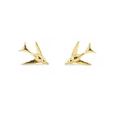 Gucci Tiny Swallow Stud Earrings Gold Vermeil