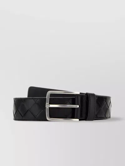 Bottega Veneta Intrecciato-design Buckle Belt In Black