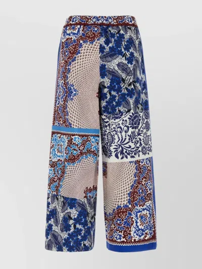 Weekend Max Mara Womens Cornflower Blue West Long Graphic-print Mid-rise Wide-leg Cotton Trousers In Cornflower Blue001