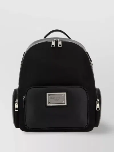 Dolce & Gabbana Fabric And Leather Backpack In Black