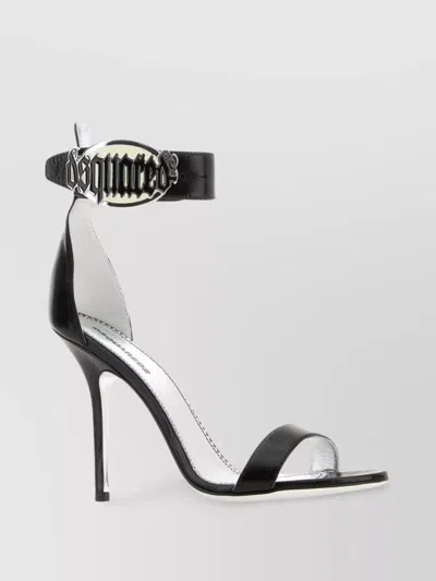 Dsquared2 Logo-plaque Leather Sandals In Black