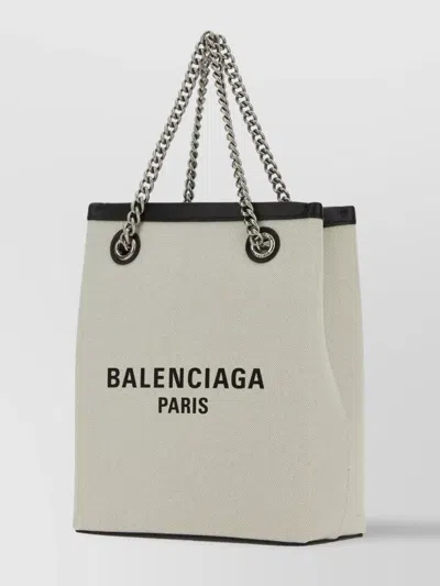 Balenciaga Sand Canvas Duty Free Handbag In Brown