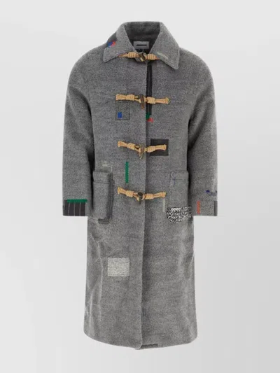 Ader Error Rubas Patchwork-detail Duffle Coat In Grey