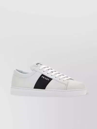 Prada Brushed Leather Trainers In White