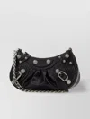 Balenciaga Women's Le Cagole Mini Bag With Chain Crocodile Embossed With Rhinestones In Black