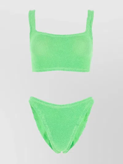 Hunza G + Net Sustain Xandra Seersucker Bikini In Green