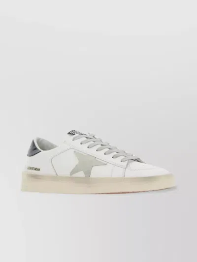 Golden Goose Stardan Leather Upper Suede Star Shiny Leather Heel In White