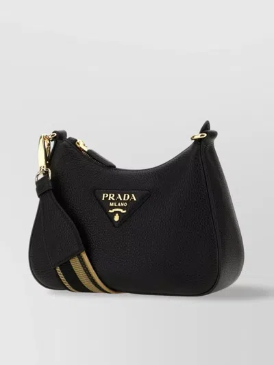 Prada Woman Black Leather Crossbody Bag