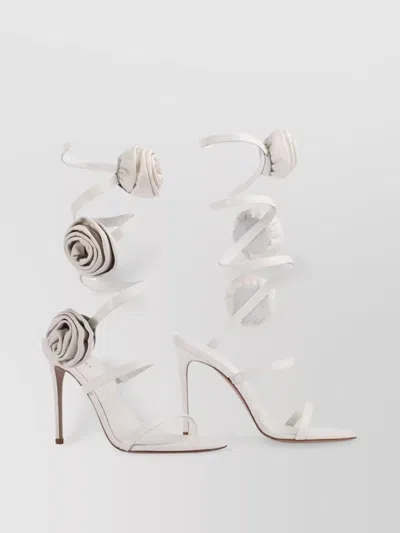 Le Silla Rose Floral-appliqué Sandals In White