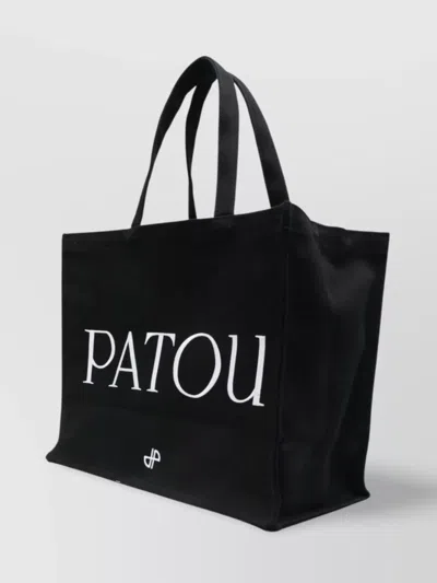 Patou Logo-embroidered Canvas Tote Bag In Black