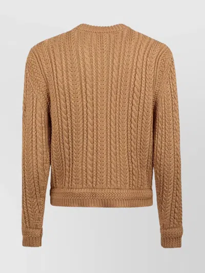 Bally Cable-knit Cotton Jumper In Desert
