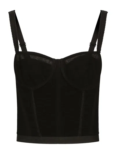 Dolce & Gabbana Ruched-detailing Corset Top In Black