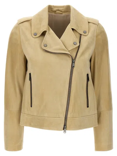 Brunello Cucinelli Suede Jacket Casual Jackets, Parka Beige