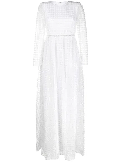 Self-portrait Long-sleeve Sequin-embellished Dress In White