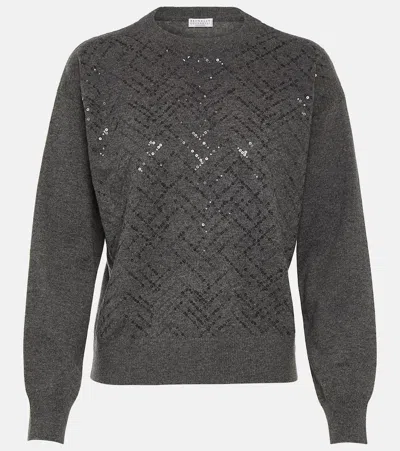 Brunello Cucinelli Wool, Cashmere And Silk Sweater In Black