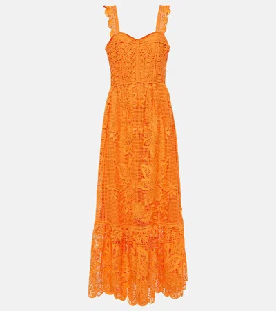 Farm Rio Lace Maxi Dress In Orange