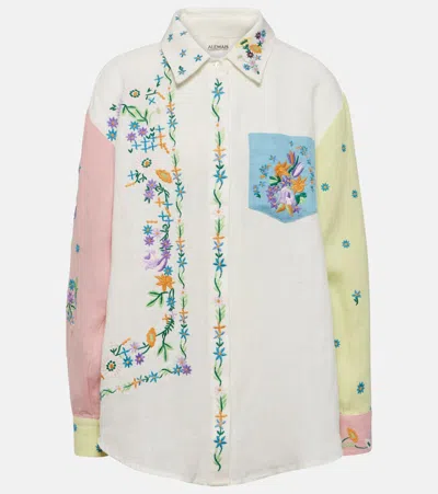 Alemais Willa Embroidered Linen Shirt In Pink