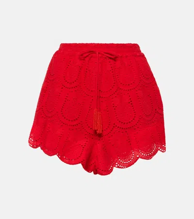 Farm Rio Pineapple Broderie Anglaise Shorts In Red