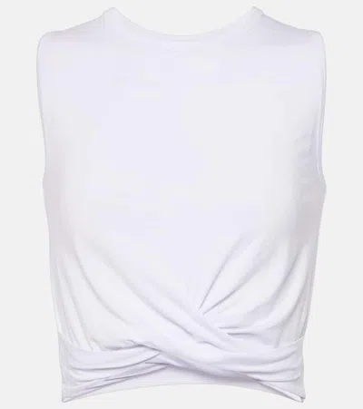 Alo Yoga Cover Draped Jersey Crop Top In White