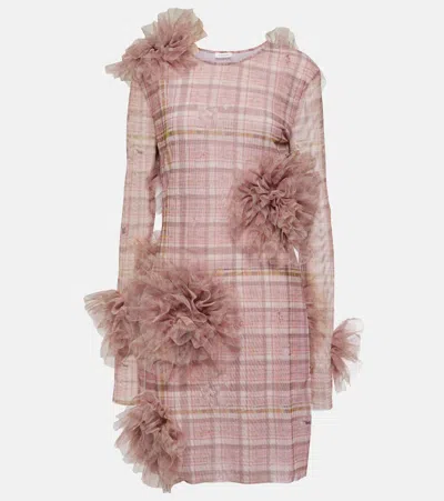 Acne Studios Dinana Appliqué Checked Minidress In Pink