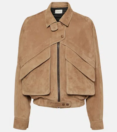 Magda Butrym Suede Leather Jacket In Brown