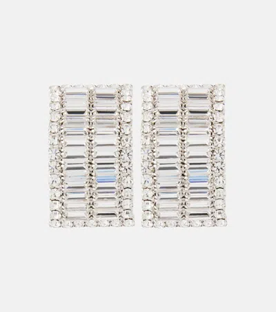 Alessandra Rich Crystal-embellished Clip-on Earrings In Silver