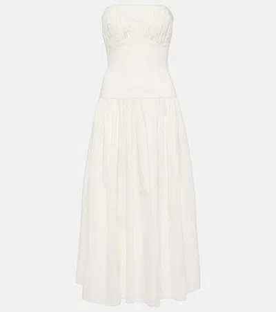 Tove Lauryn Strapless Cotton Midi Dress In White