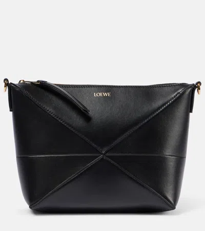 Loewe Puzzle Fold Leather Pouch In Black