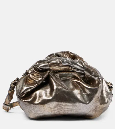 Dries Van Noten Metallic Leather Shoulder Bag In Gold