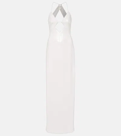 Galvan Sequined Halterneck Gown In White