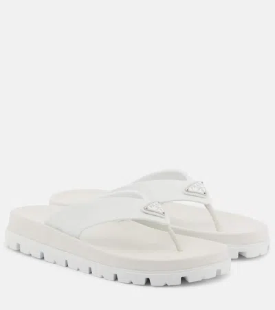 Prada Rubber Thong Sandals In White